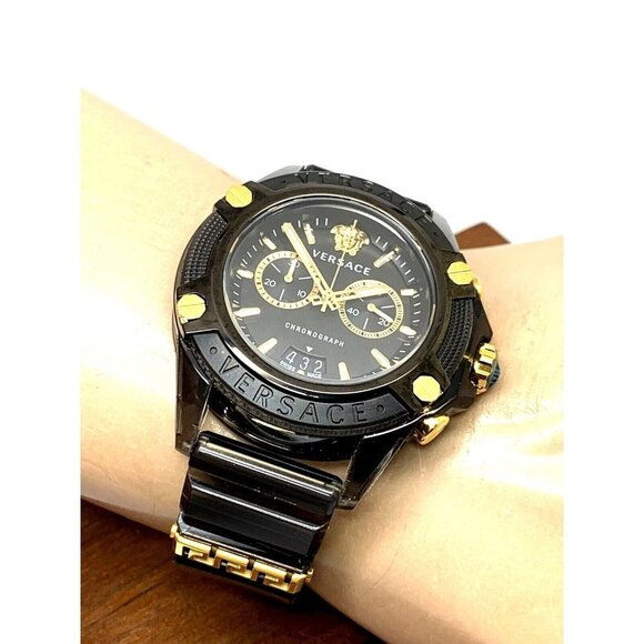 Versace Men's Watch VEZ700421 Icon Active Swiss Quartz Chronograph Gold … - Picture 5 of 14
